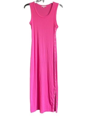 sundry knit snap dress | Dresses | Sundry Racerback Midi Womens 4 Pink Ruched Side Slub Made In Usa Nwt Sundry womens
